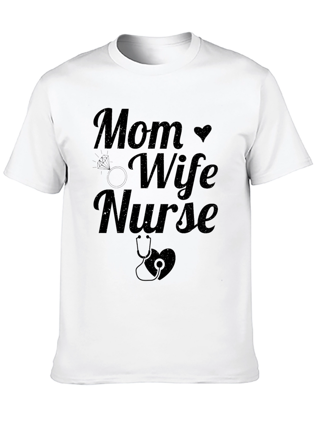 Mom Wife Nurse Graphic Tee - Black