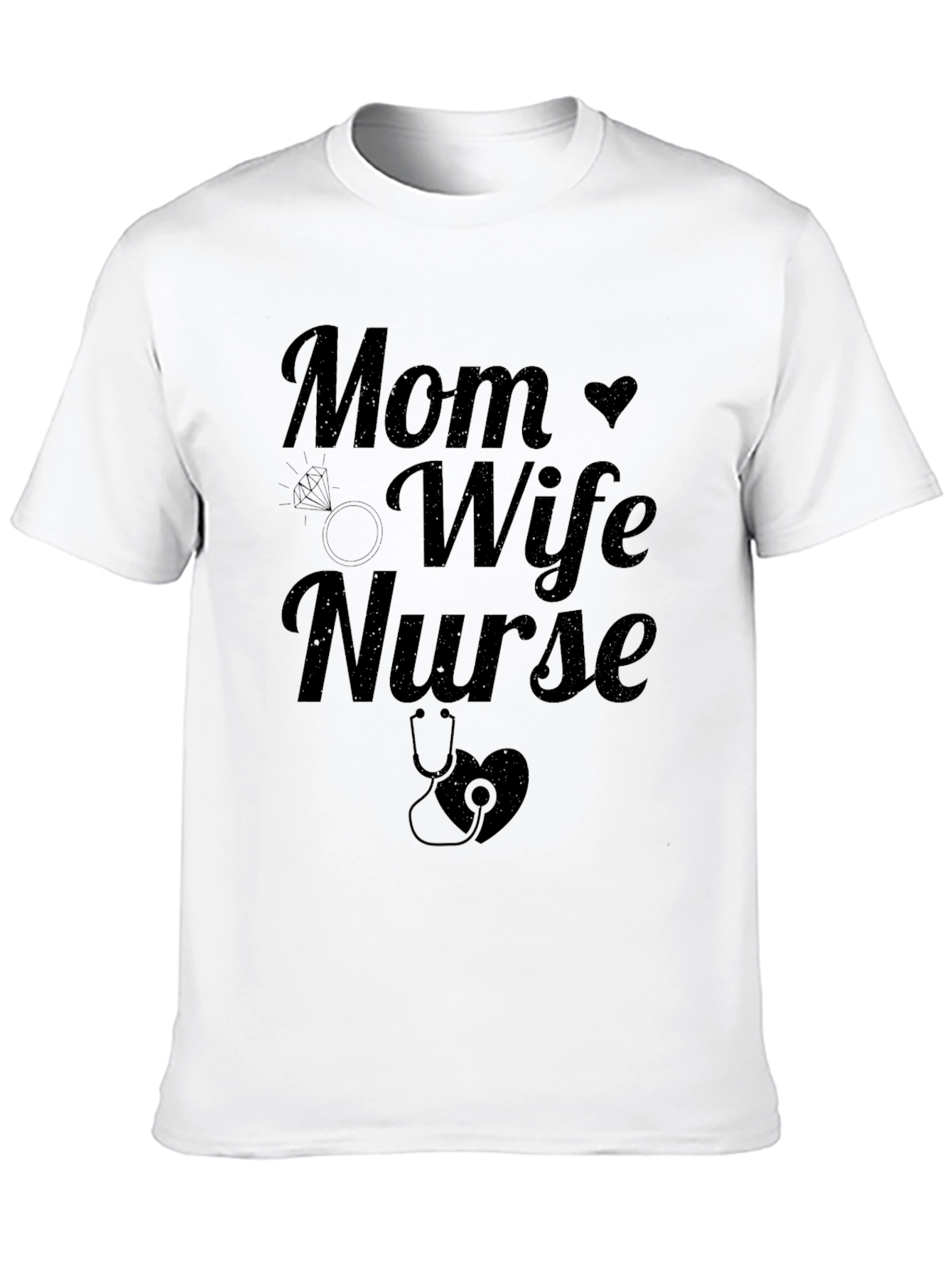 Mom Wife Nurse Graphic Tee - Black