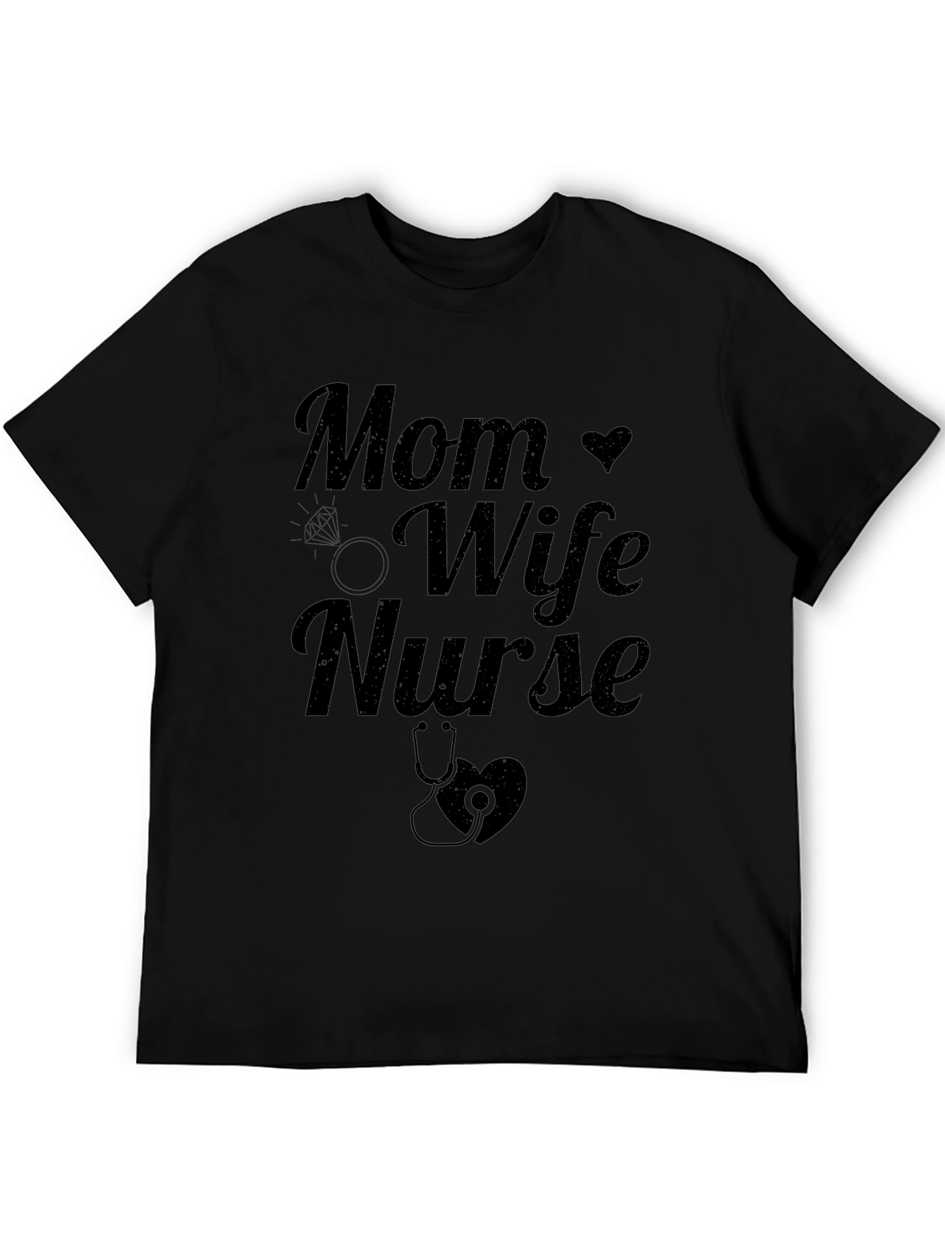 Mom Wife Nurse Graphic Tee - Black
