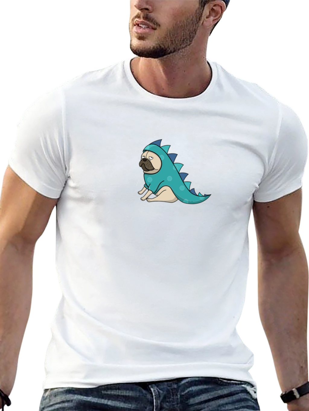 Pug Dinosaur Graphic Tee - Funny Dog T-Shirt