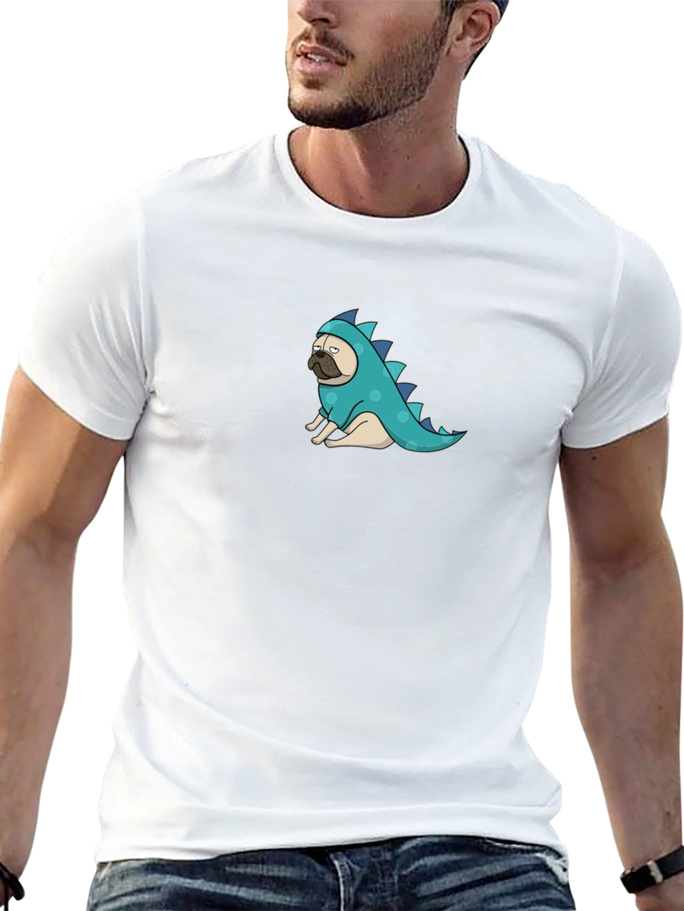 Pug Dinosaur Graphic Tee - Funny Dog T-Shirt