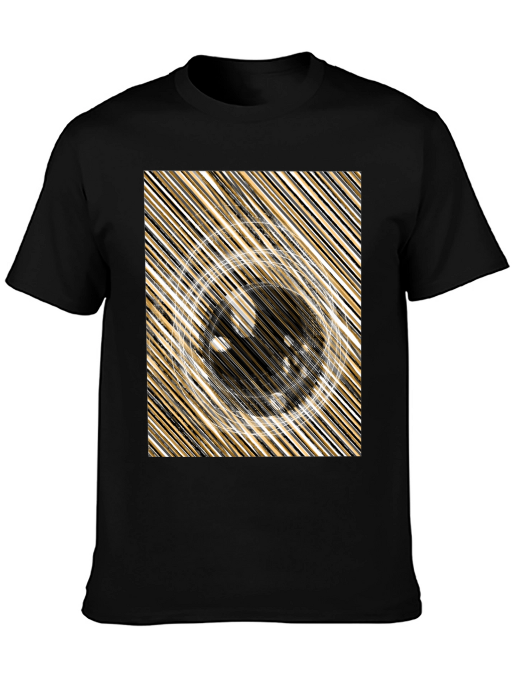 Abstract Design Black Crew Neck Tee