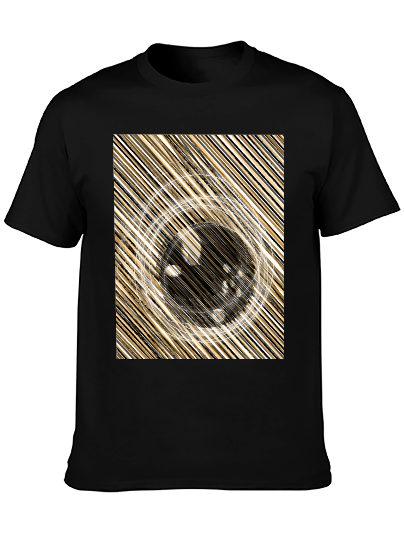 Abstract Design Black Crew Neck Tee