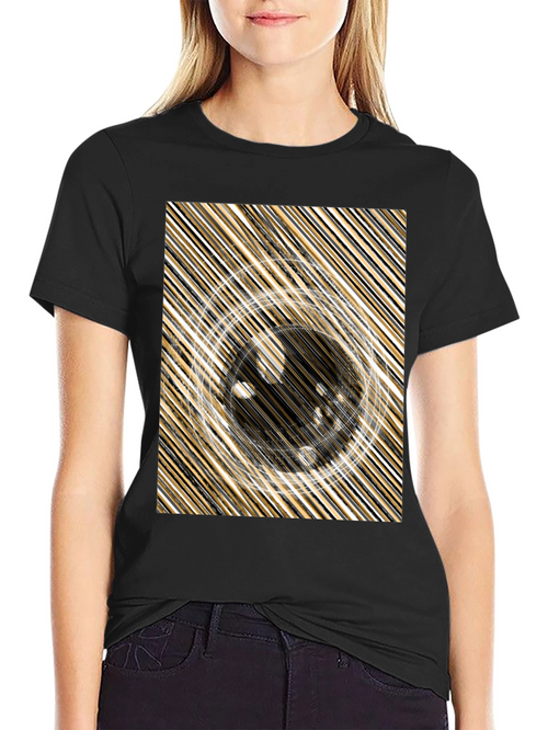 Abstract Design Black Crew Neck Tee