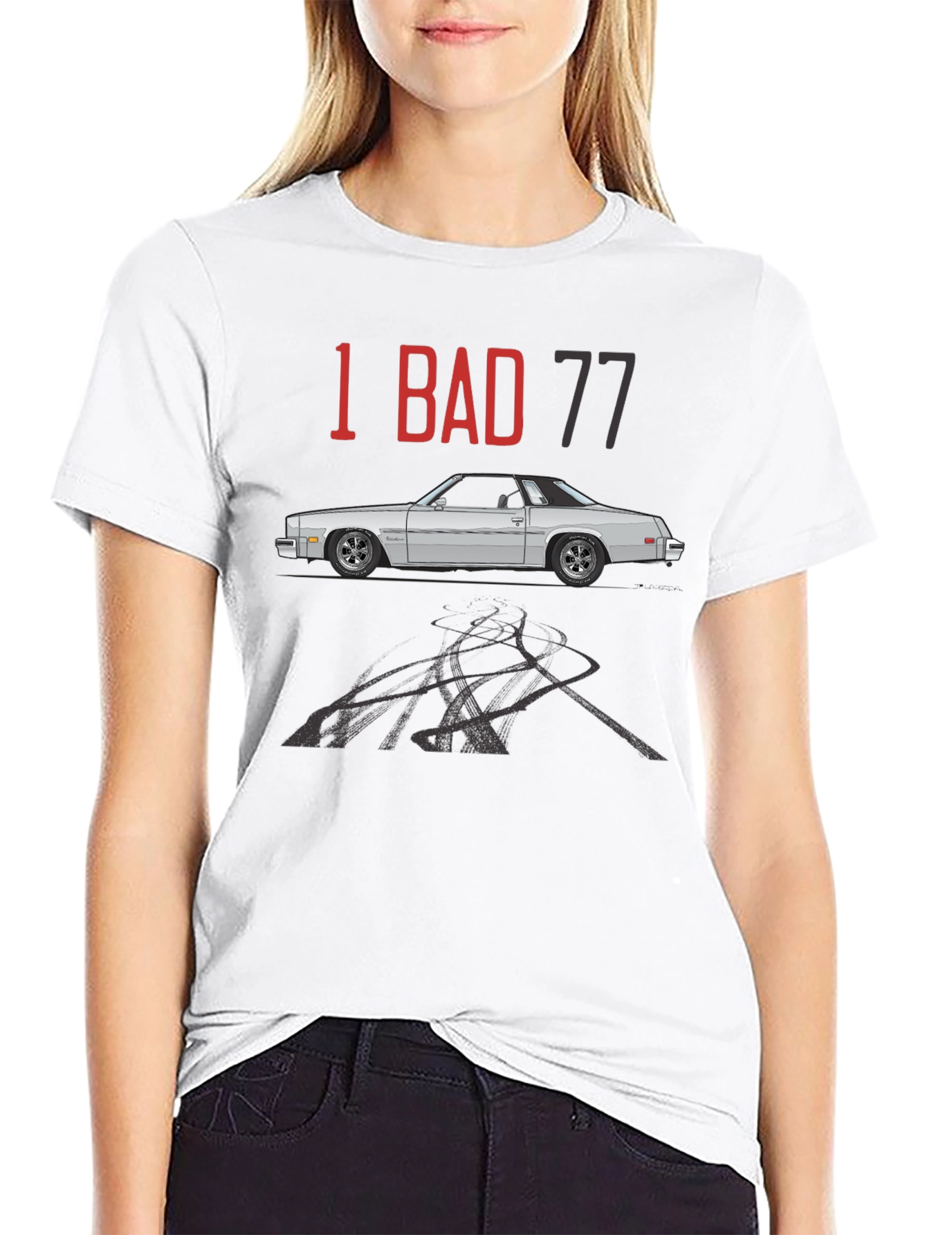 1 Bad 77 Car Graphic Tee - Classic Automotive Style