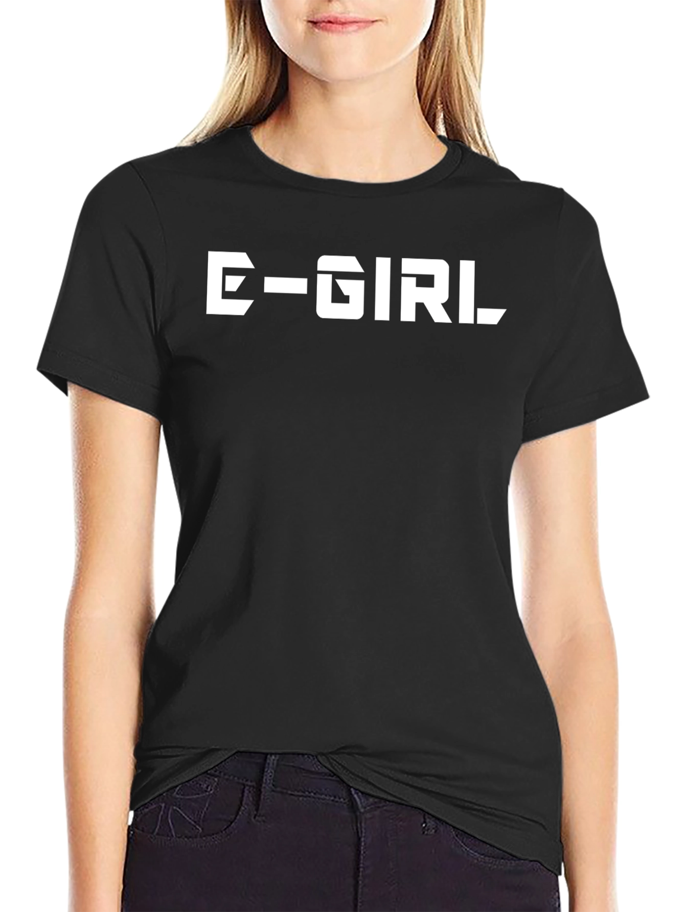 E-Girl Graphic Tee - Bold Black Cotton T-Shirt
