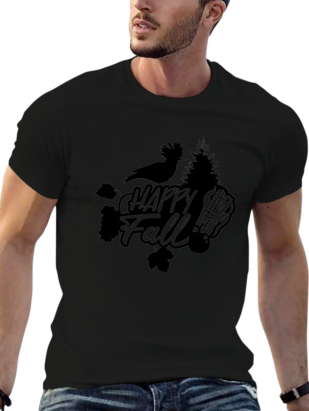 Happy Fall Black T-Shirt - Autumn Season
