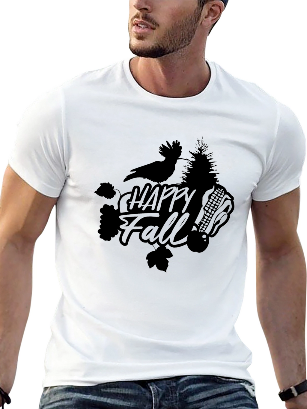 Happy Fall Black T-Shirt - Autumn Season