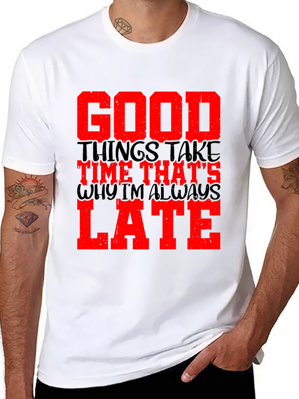 Good Things Take Time Mens Black Graphic Tee