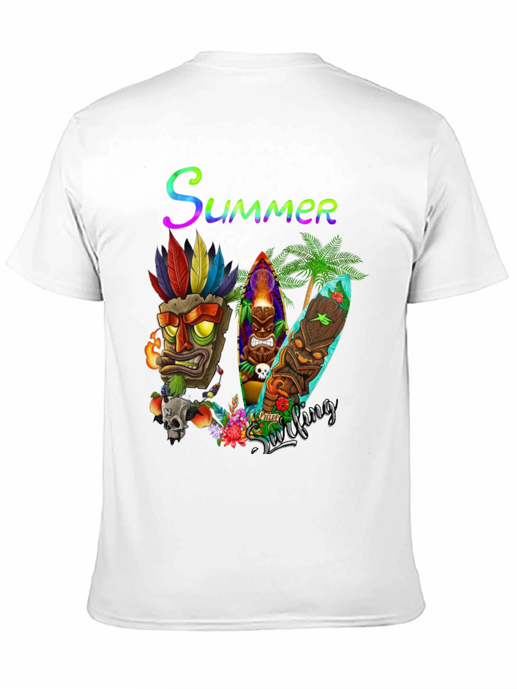 Summer Surfing Tiki Mask T-Shirt