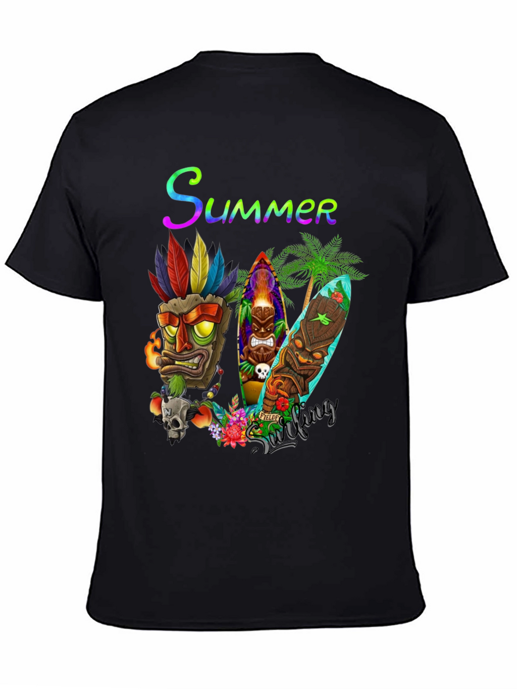 Summer Surfing Tiki Mask T-Shirt