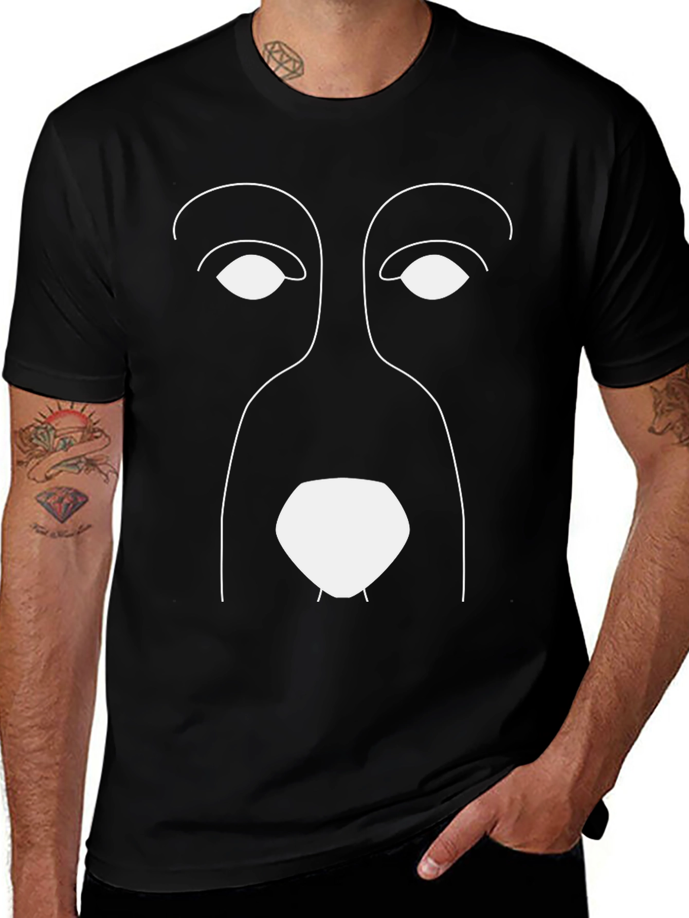 Abstract Dog Face Graphic Tee - Stylish Minimalist Design