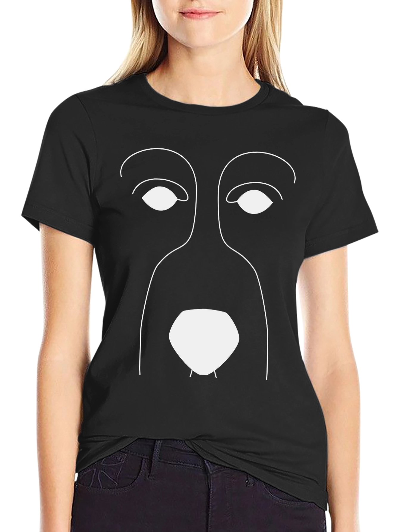 Abstract Dog Face Graphic Tee - Stylish Minimalist Design