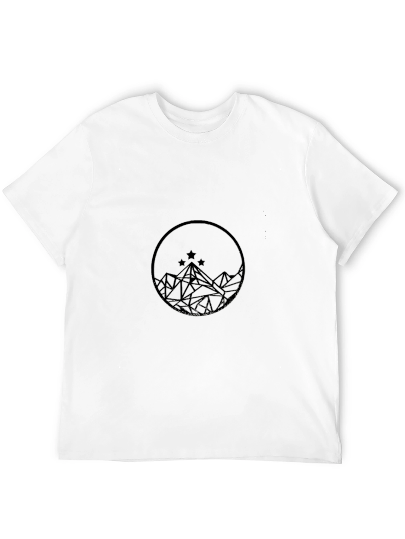 Geometric Mountain & Stars Graphic Black T-Shirt