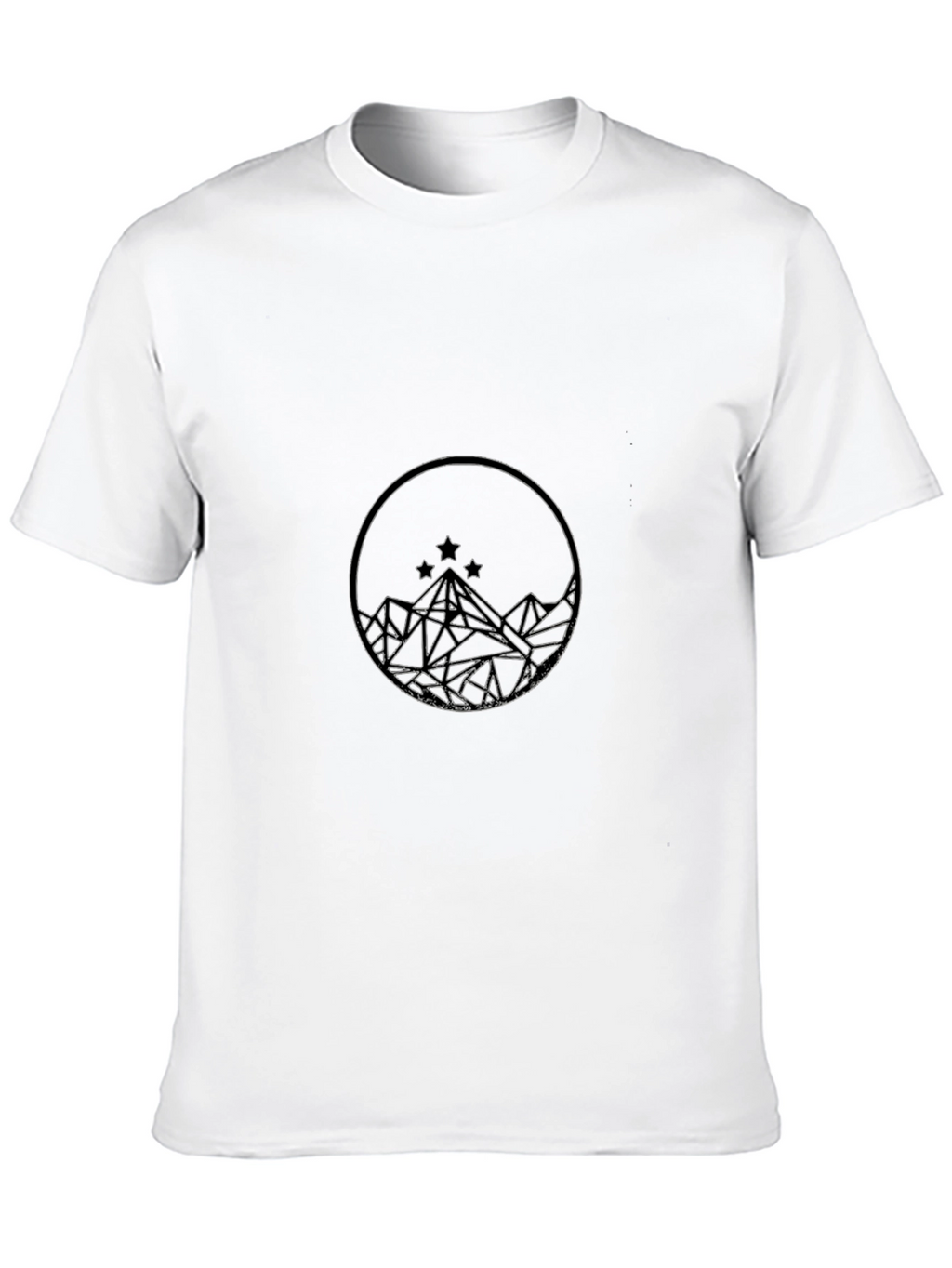 Geometric Mountain & Stars Graphic Black T-Shirt