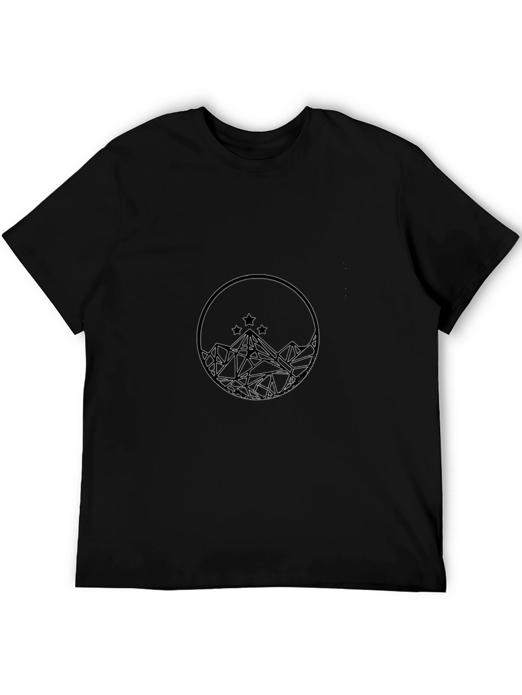 Geometric Mountain & Stars Graphic Black T-Shirt