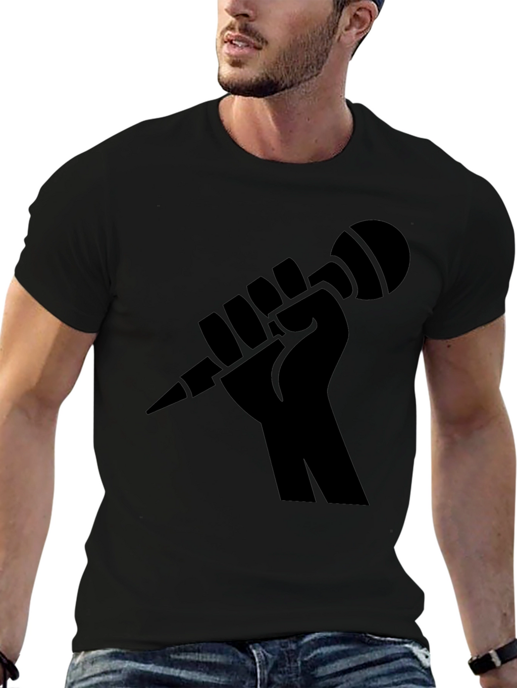 Black Fist Microphone Graphic Tee