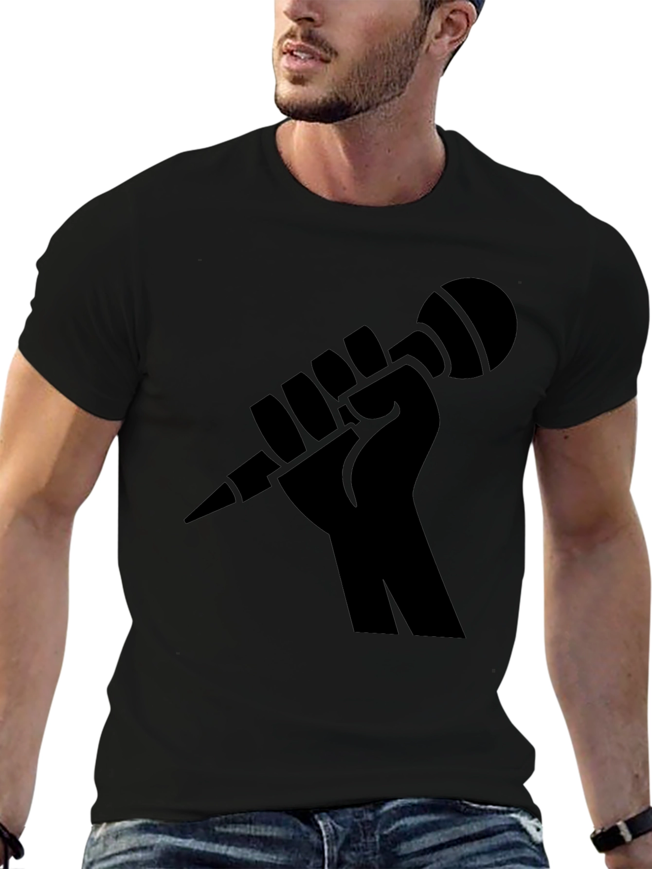 Black Fist Microphone Graphic Tee