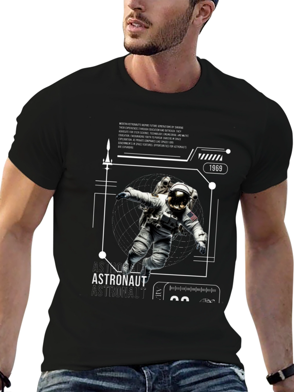Astronaut Graphic Print Tee - Space Explorer T-Shirt