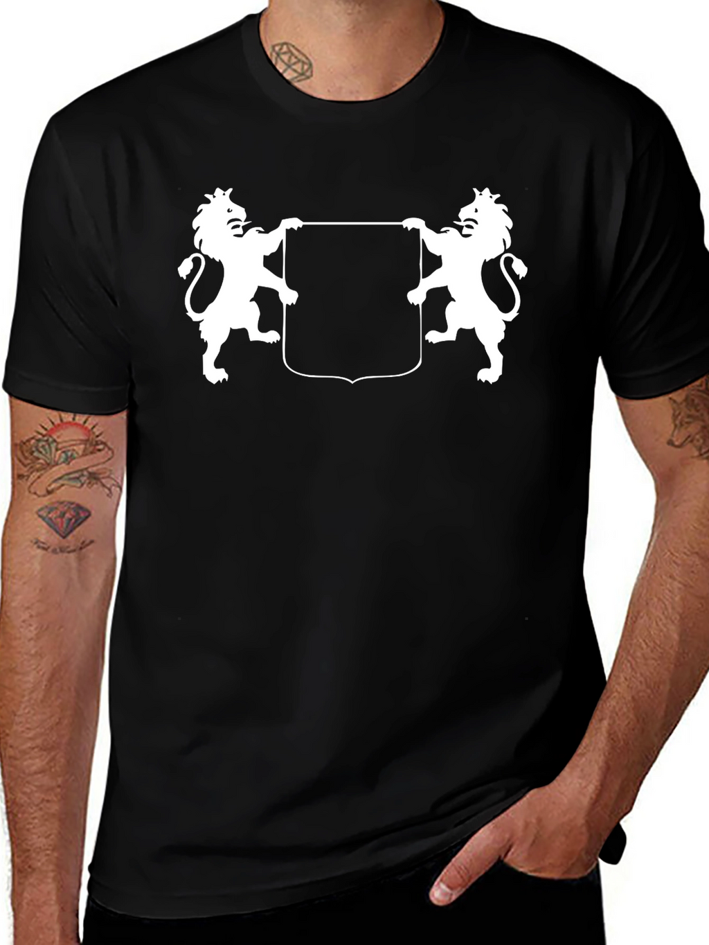 Heraldic Lions Black T-Shirt