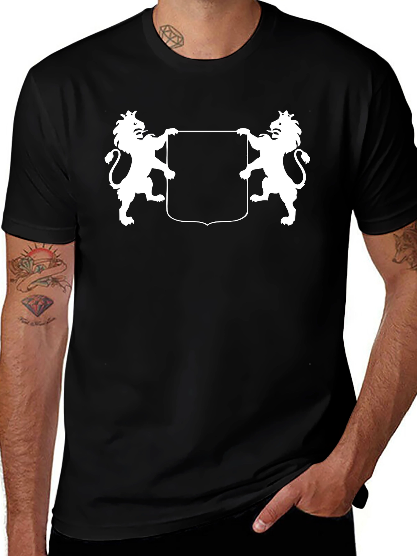 Heraldic Lions Black T-Shirt