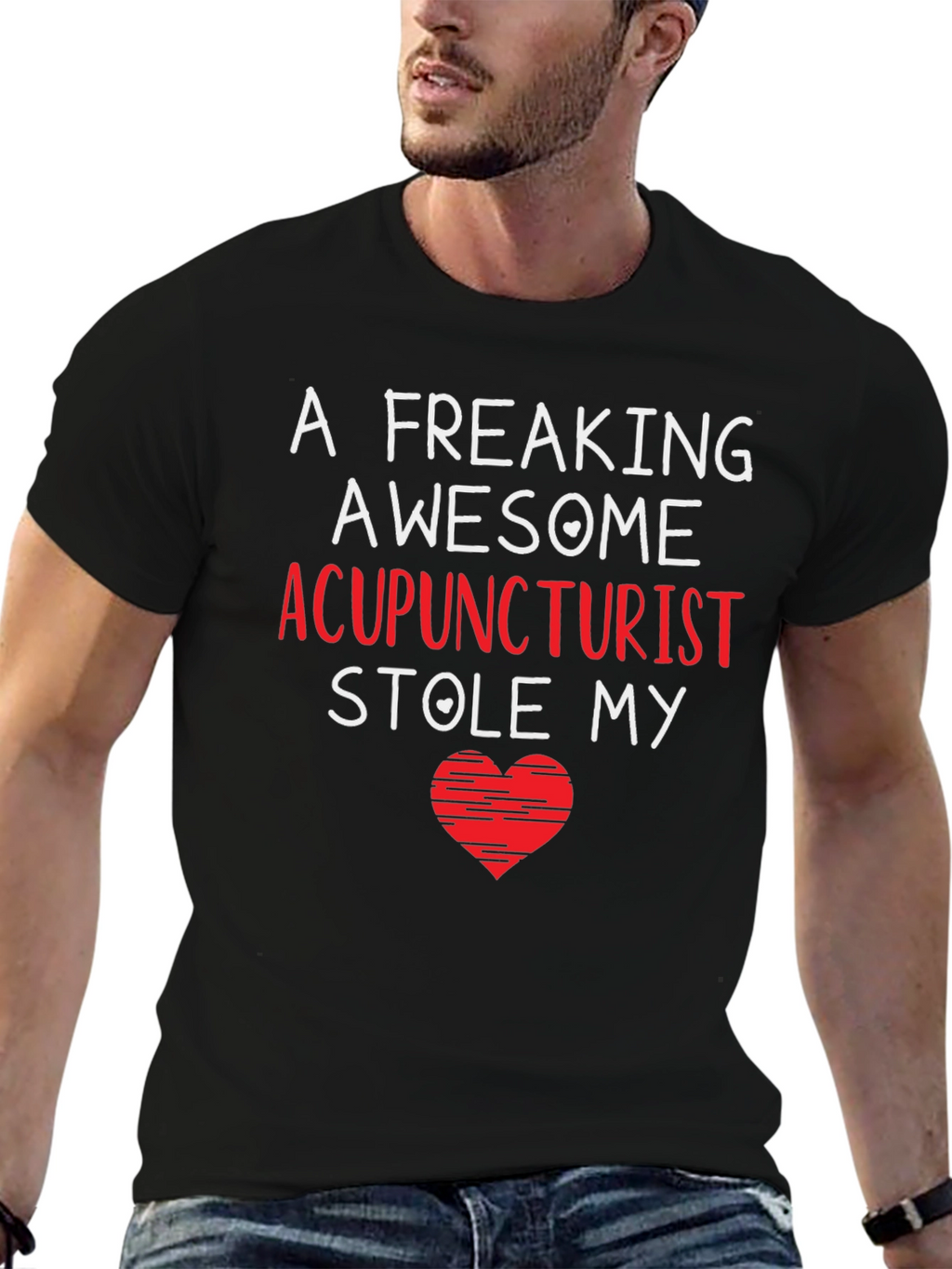 Acupuncturist Stole My Heart Black T-Shirt