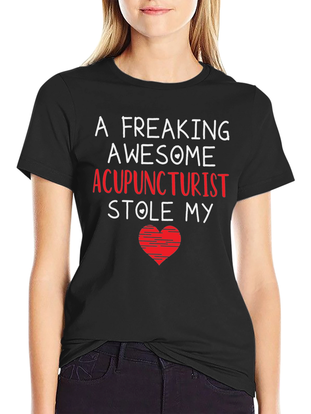 Acupuncturist Stole My Heart Black T-Shirt