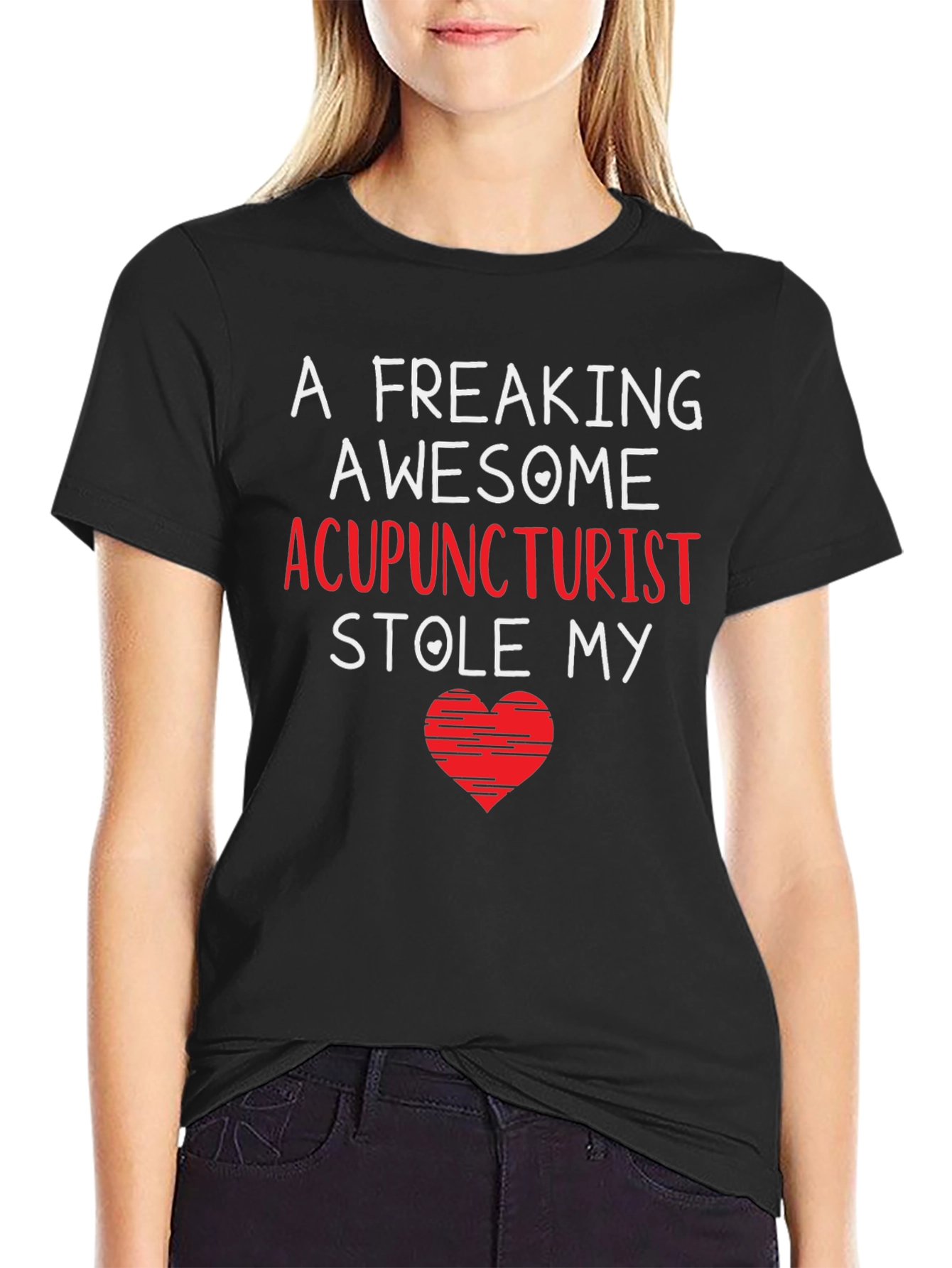 Acupuncturist Stole My Heart Black T-Shirt