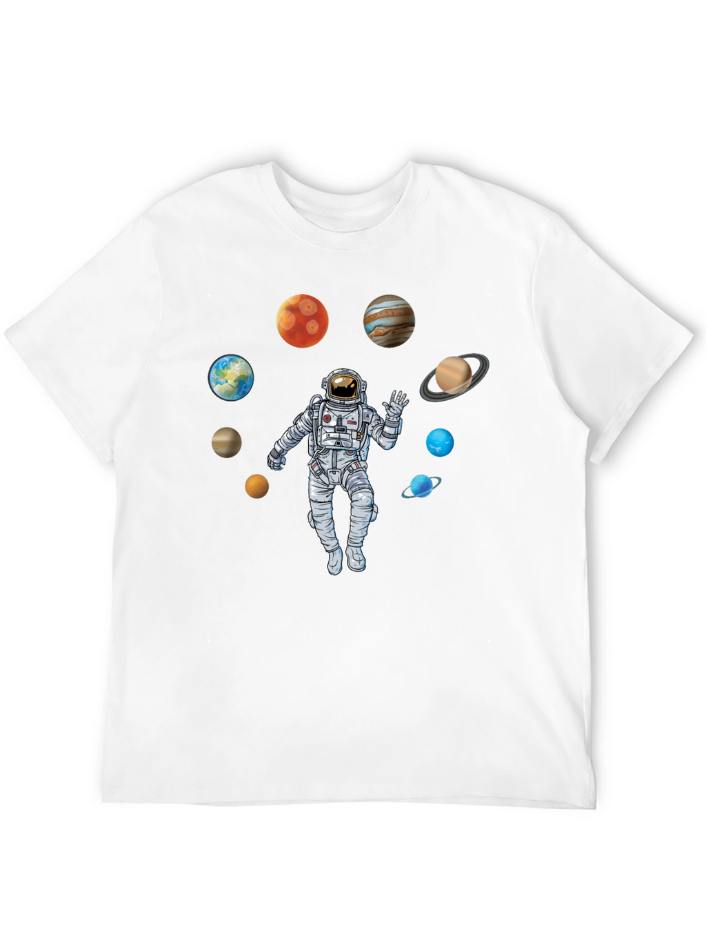 Astronaut Planets Black T-Shirt