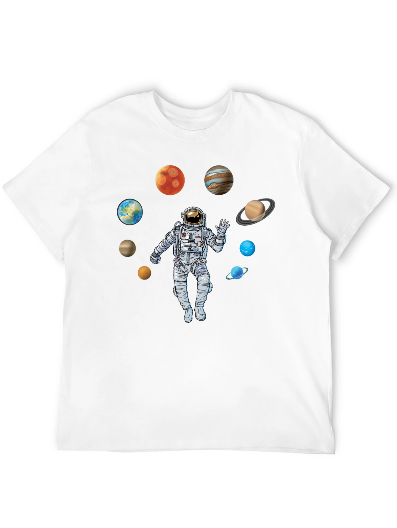Astronaut Planets Black T-Shirt