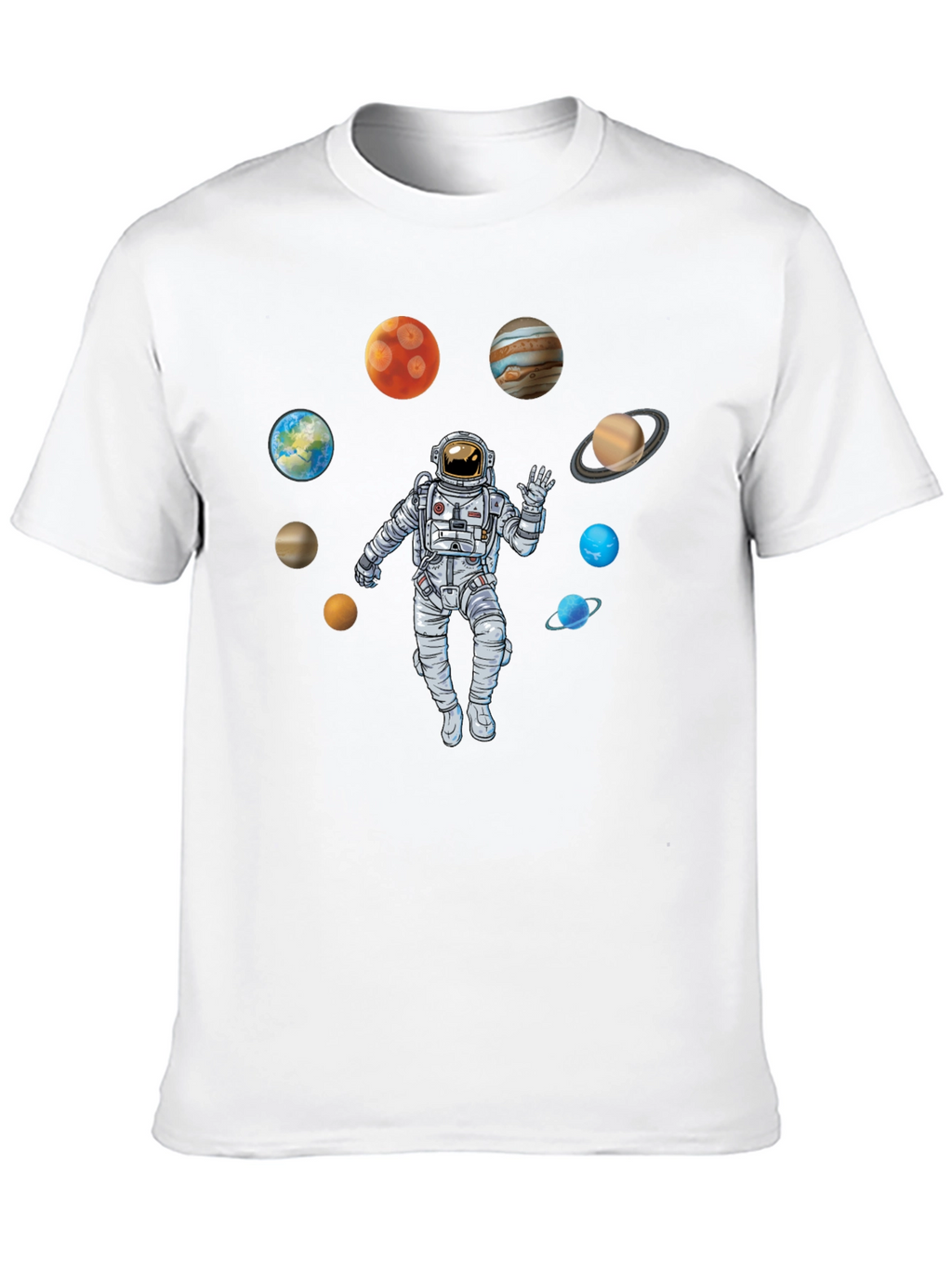 Astronaut Planets Black T-Shirt