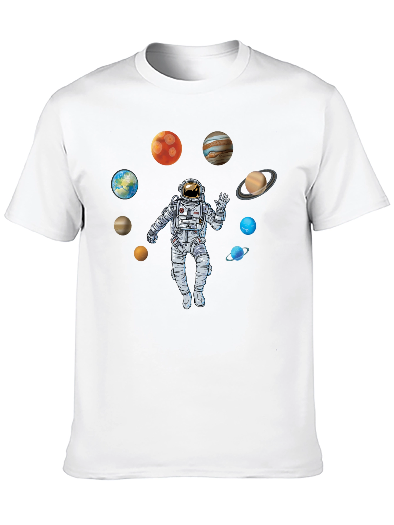 Astronaut Planets Black T-Shirt