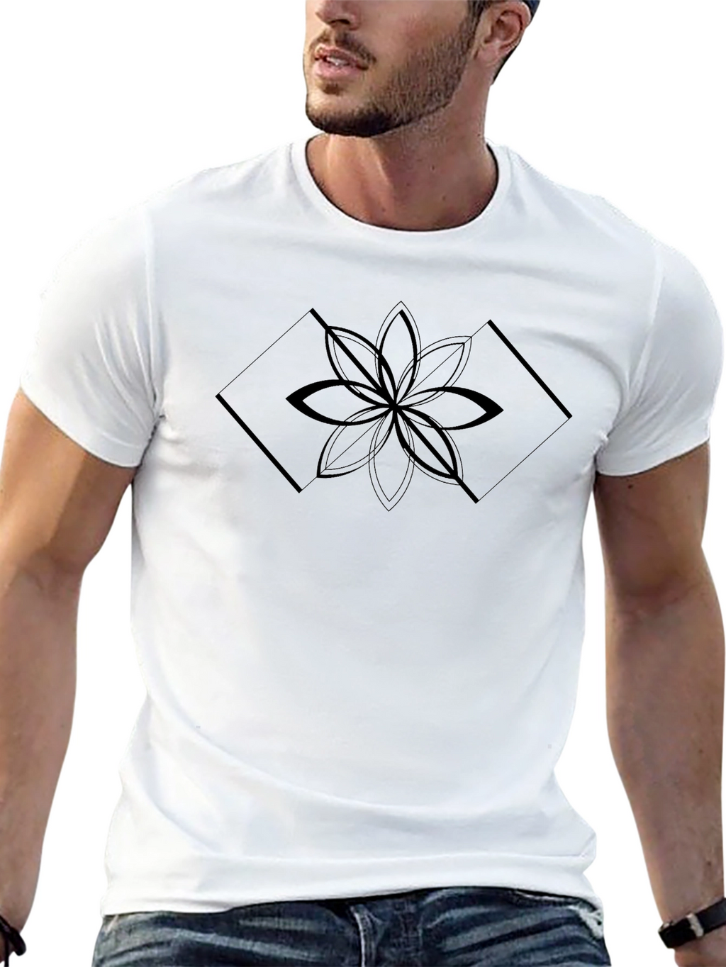Abstract Flower Graphic Black T-Shirt