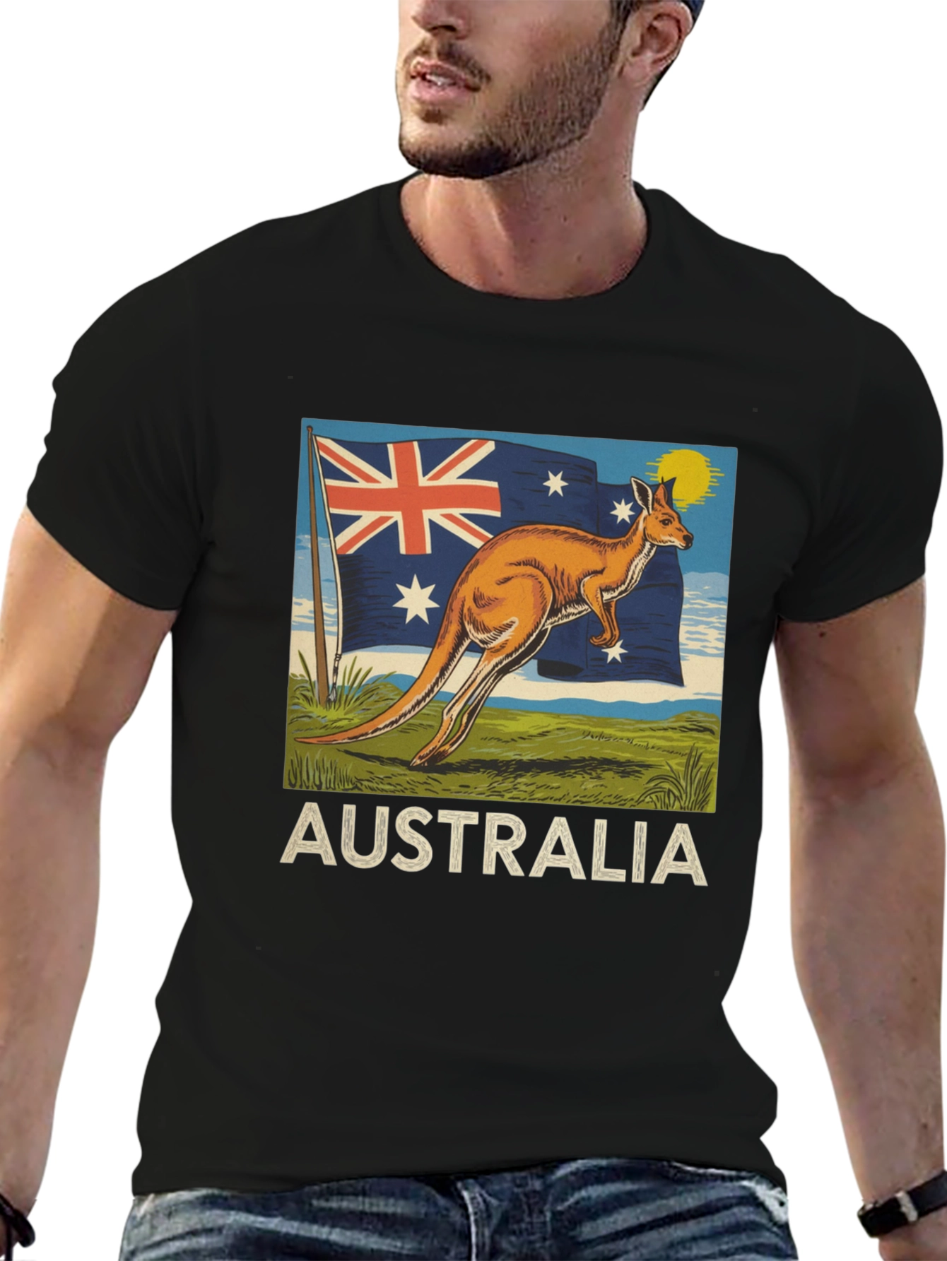 Australia Flag Kangaroo Graphic T-Shirt