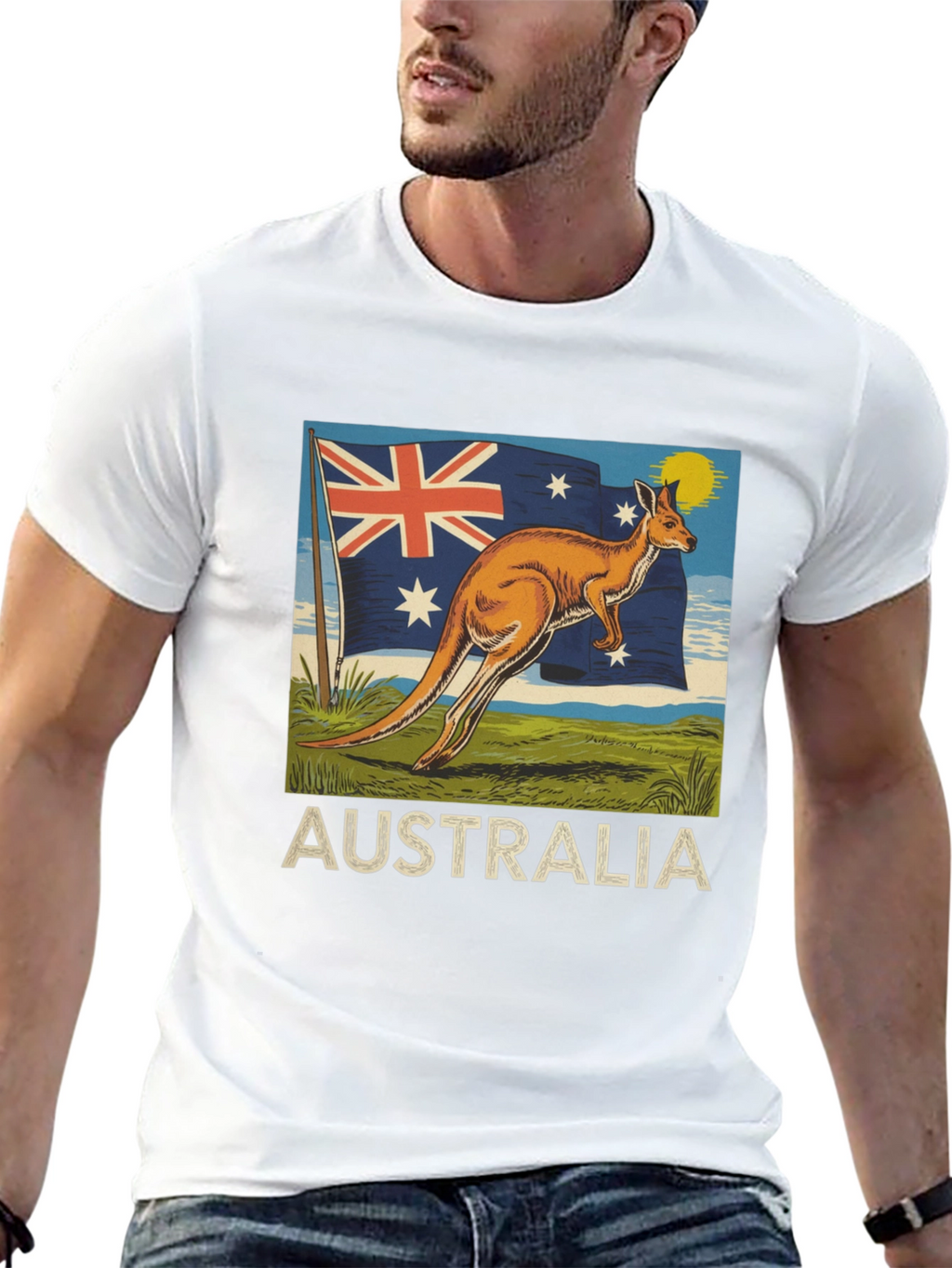 Australia Flag Kangaroo Graphic T-Shirt