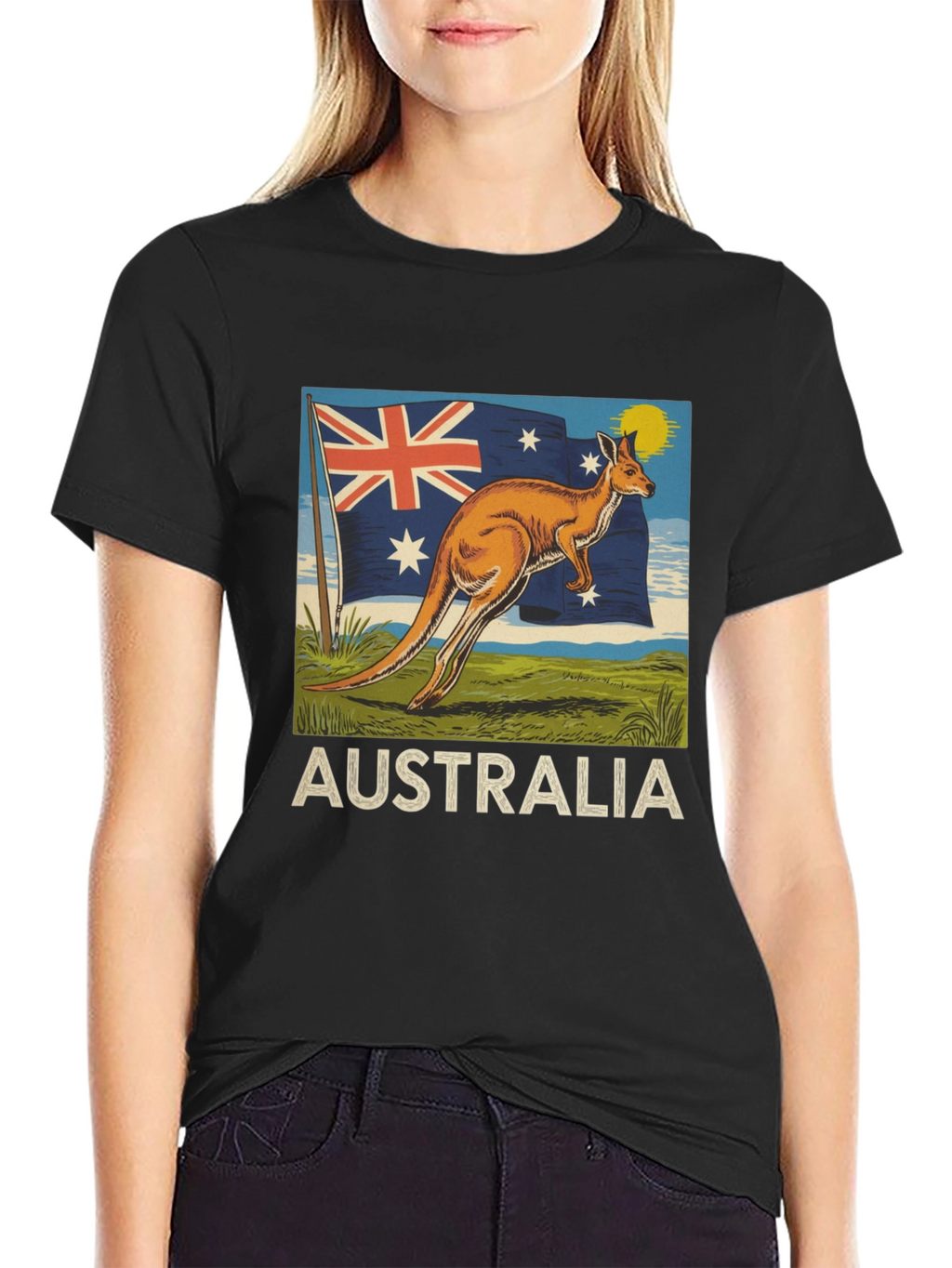 Australia Flag Kangaroo Graphic T-Shirt