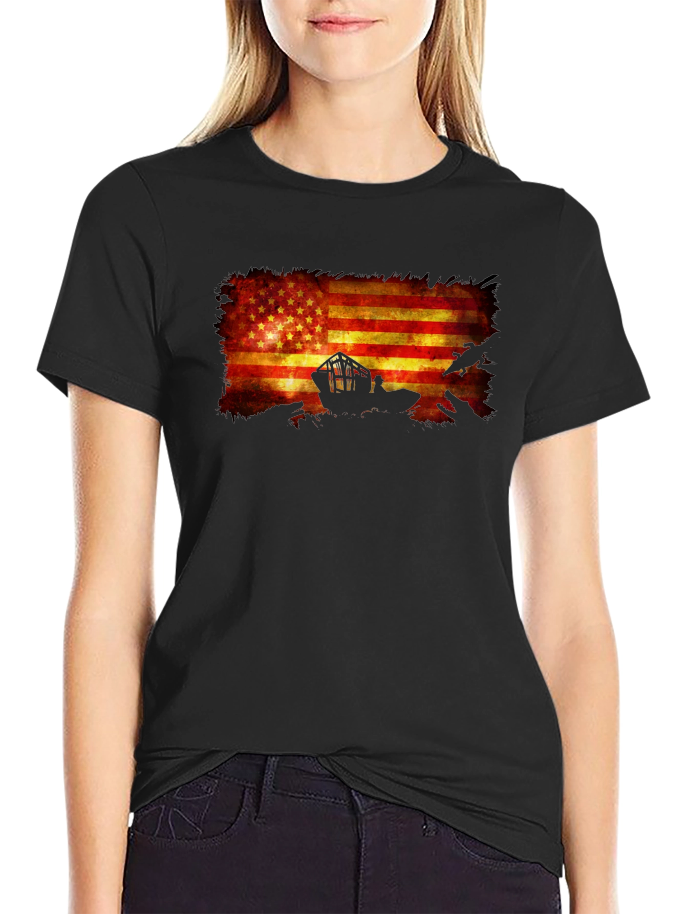 American Flag Grunge Graphic T-Shirt
