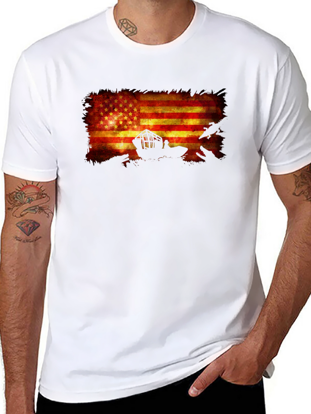 American Flag Grunge Graphic T-Shirt