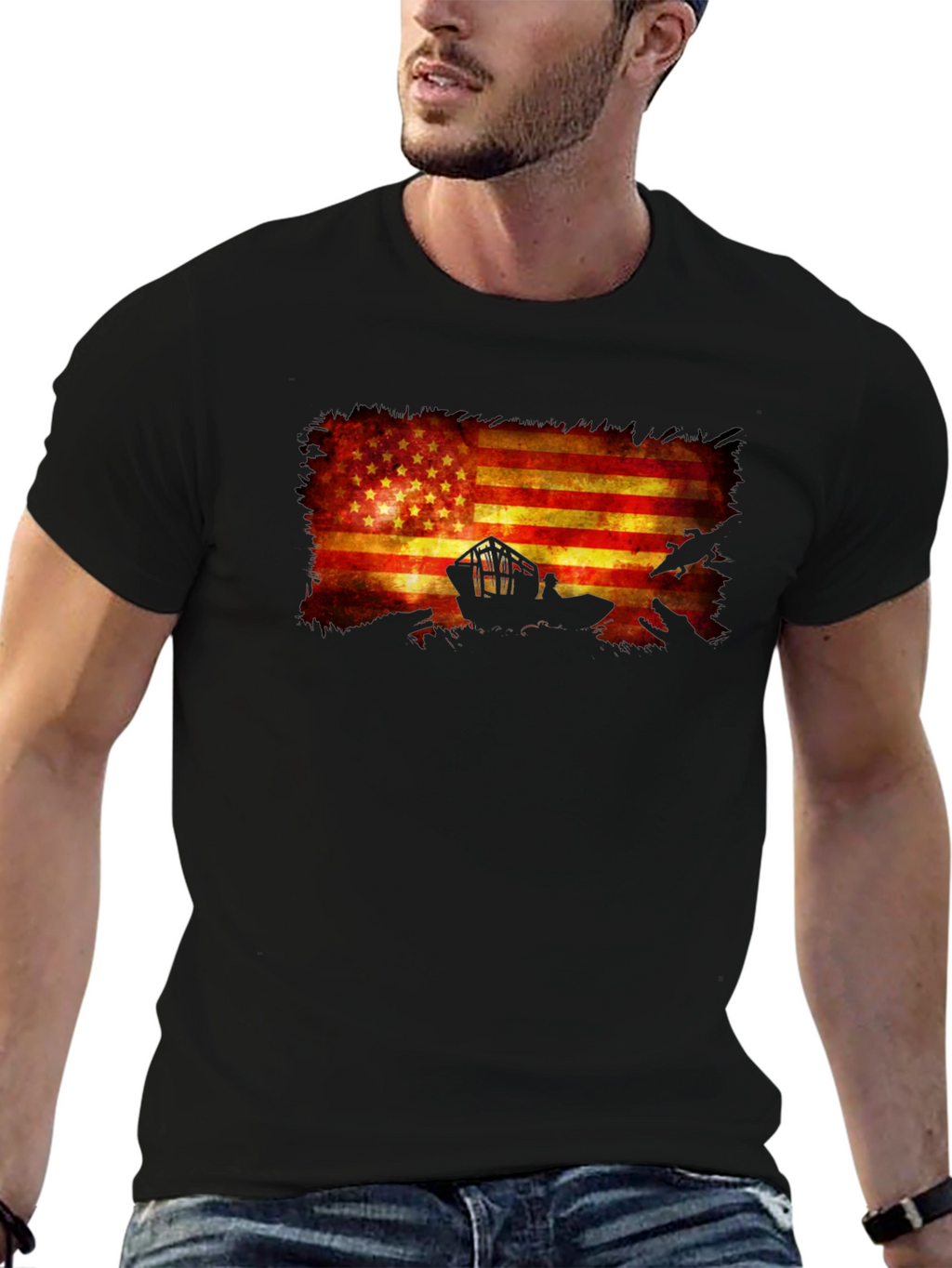 American Flag Grunge Graphic T-Shirt