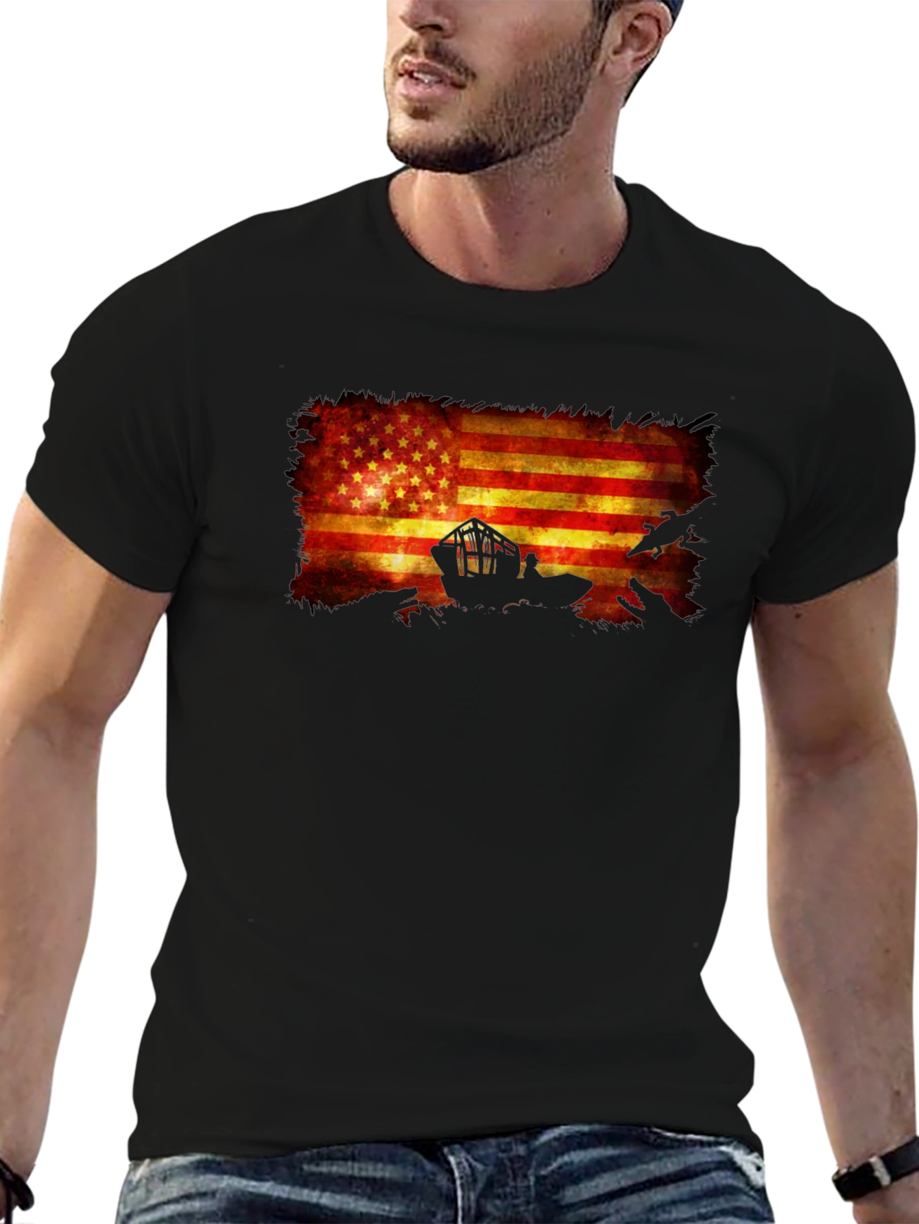 American Flag Grunge Graphic T-Shirt