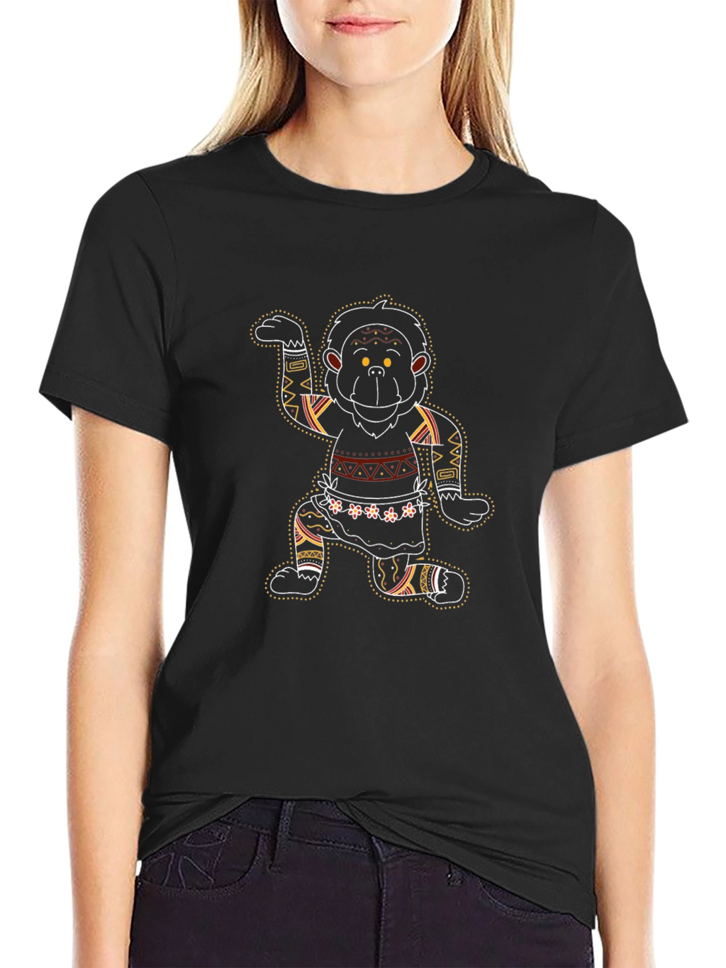 Aboriginal Monkey Graphic Tee - Black