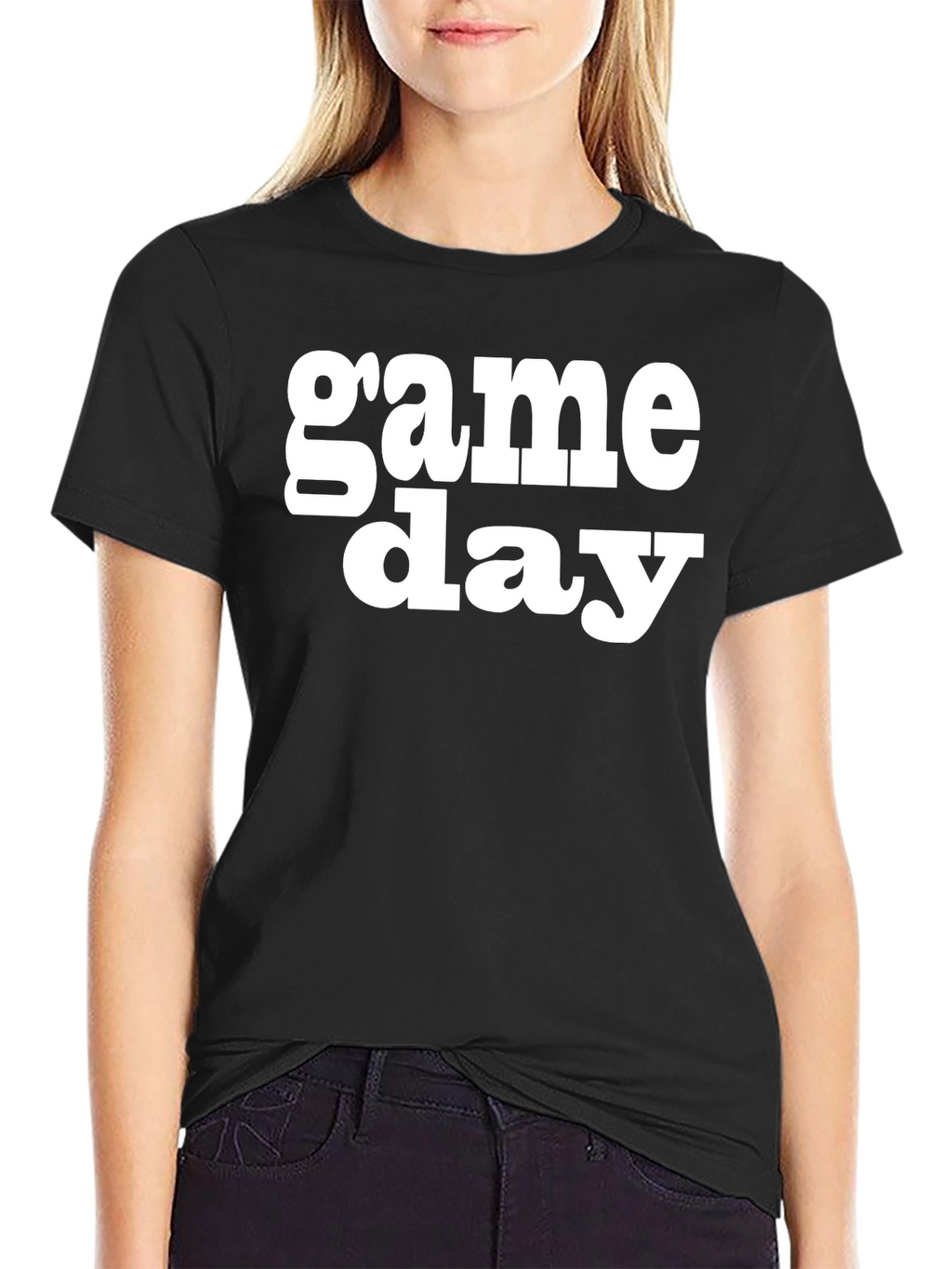 Game Day Graphic Tee - Black Cotton T-Shirt