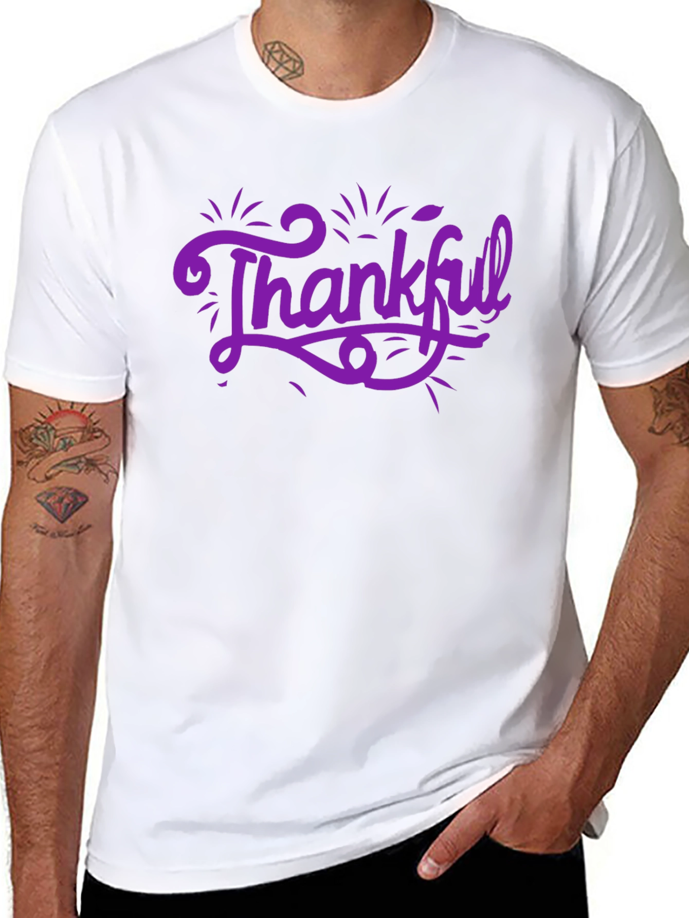 Thankful Graphic Tee - Black Cotton T-Shirt