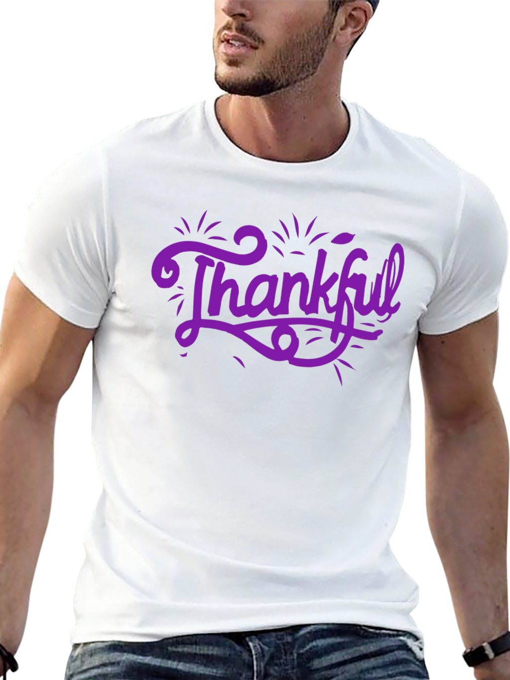 Thankful Graphic Tee - Black Cotton T-Shirt
