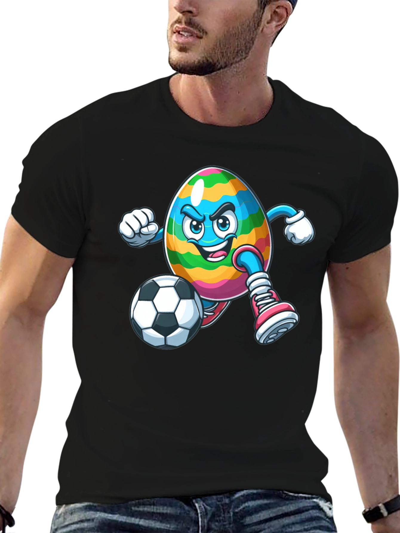 Easter Egg Soccer Player Graphic T-Shirt