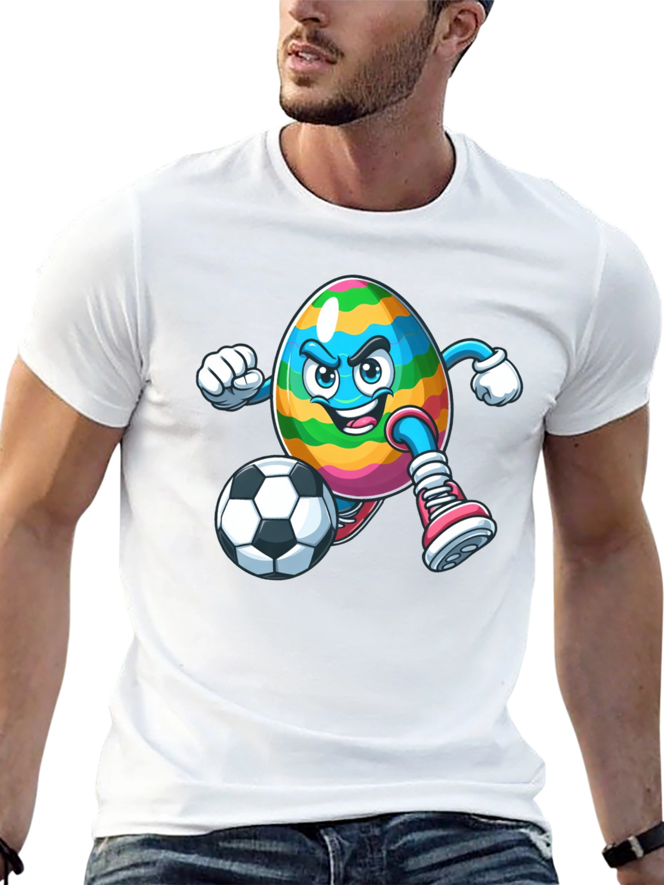 Easter Egg Soccer Player Graphic T-Shirt