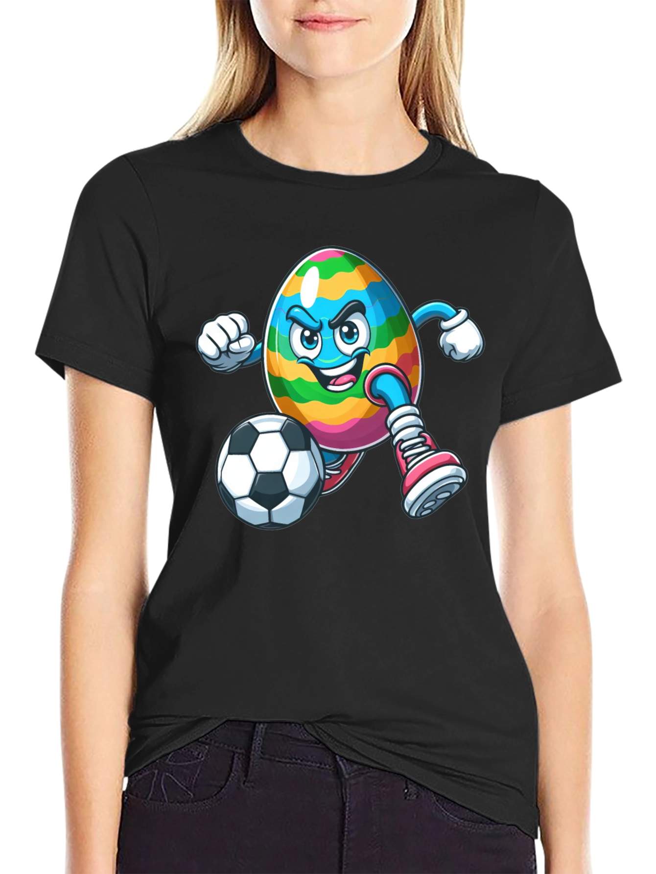 Easter Egg Soccer Player Graphic T-Shirt