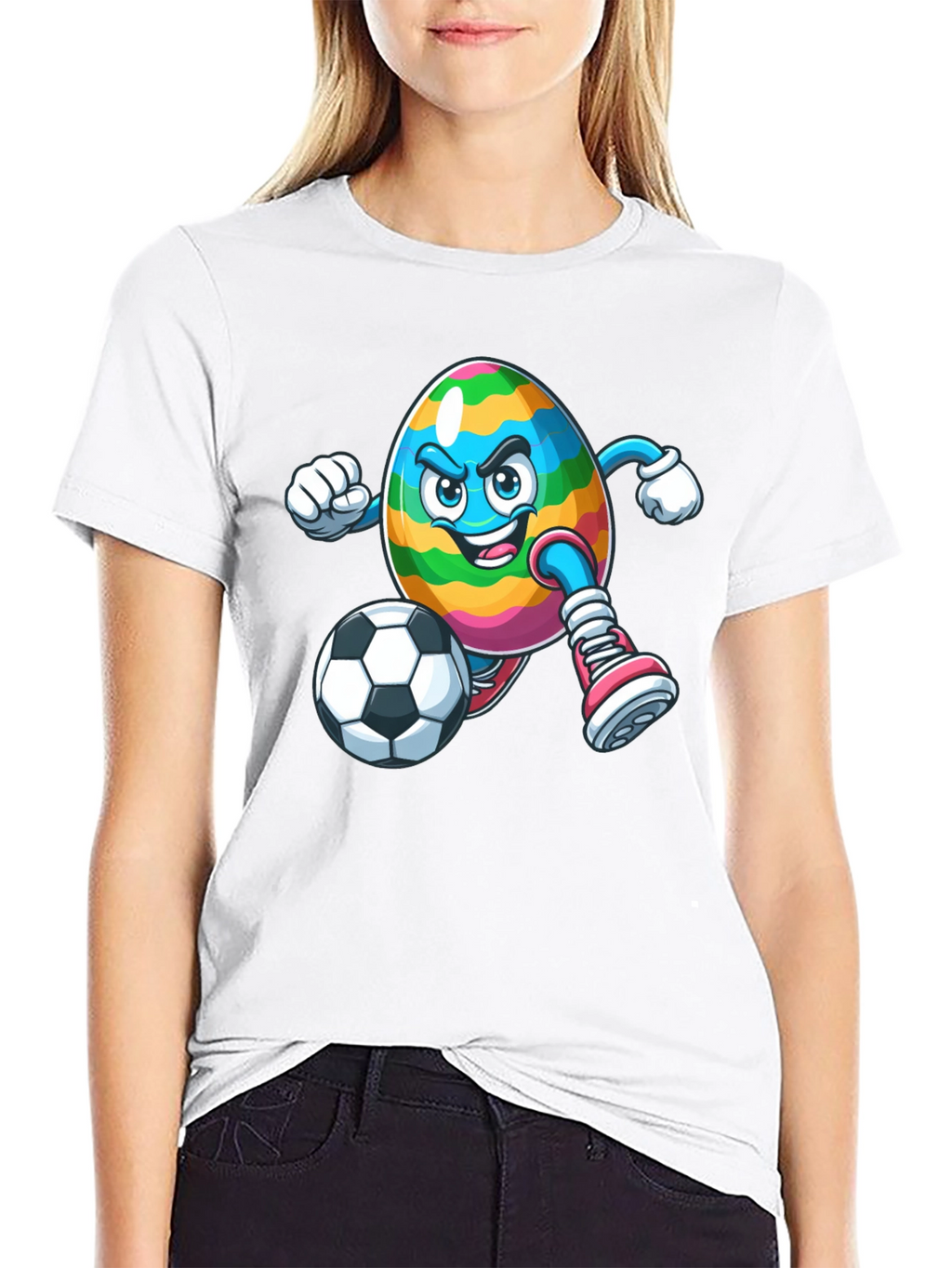 Easter Egg Soccer Player Graphic T-Shirt