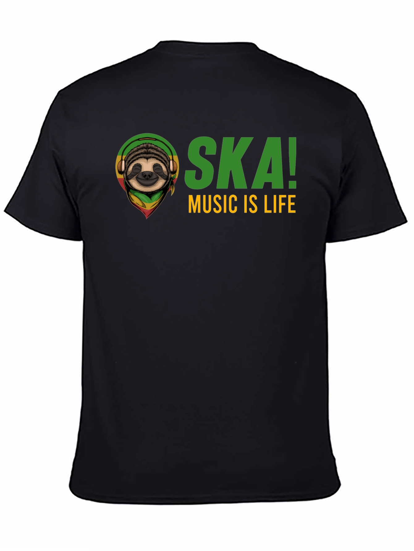 Ska Music is Life Sloth Graphic Tee - Black