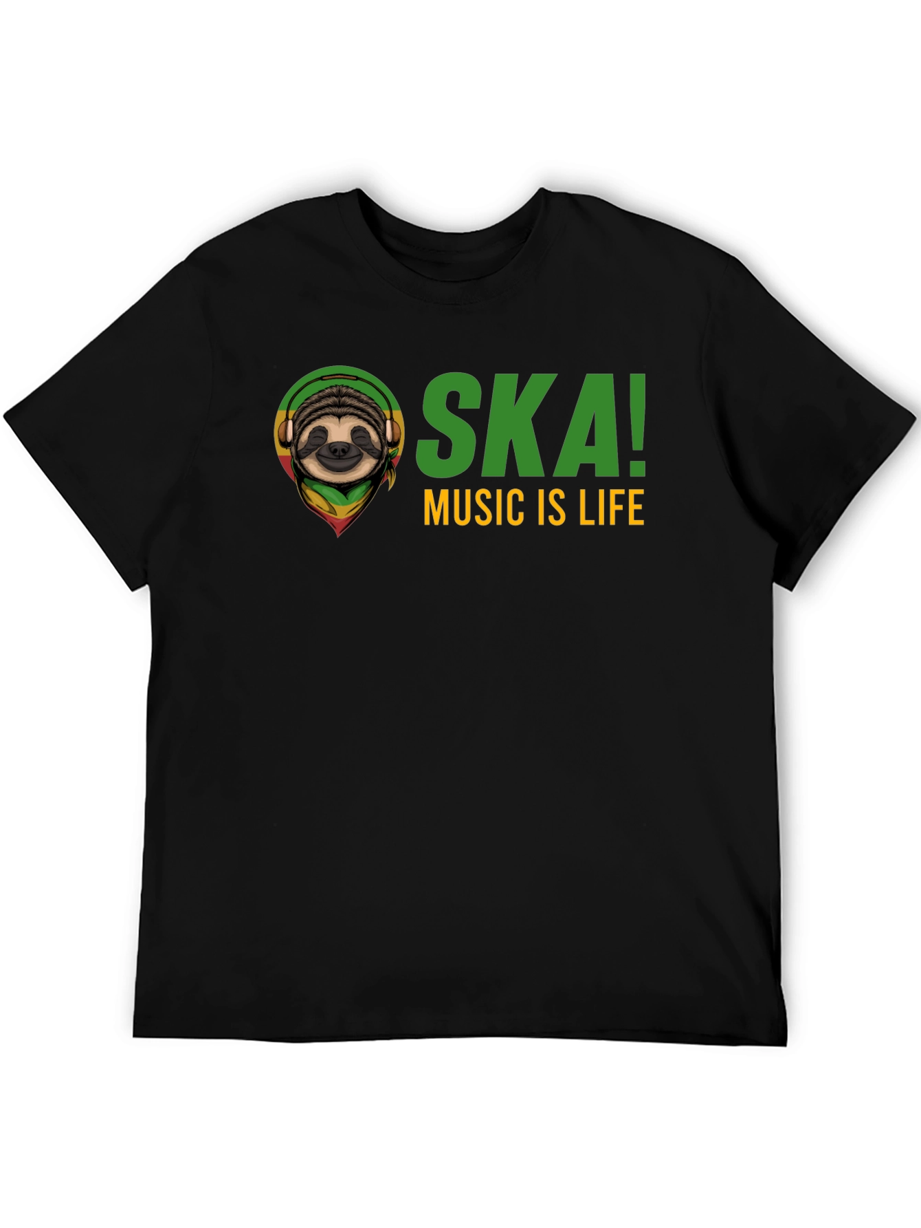 Ska Music is Life Sloth Graphic Tee - Black